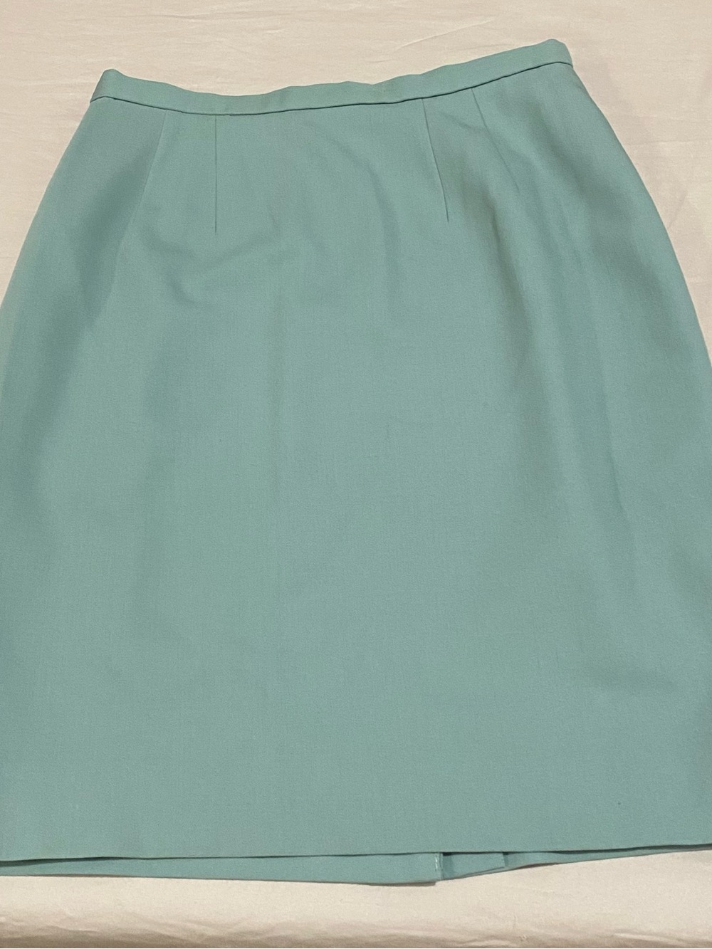 Vintage Anne Klein II Mint Green Pure Wool Midi Skirt